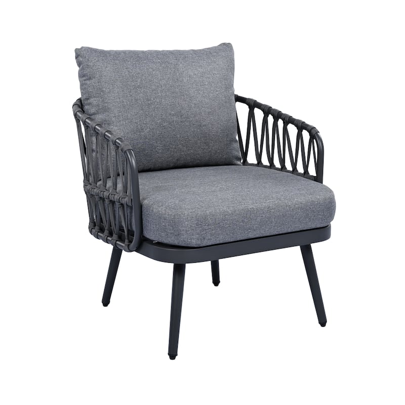 4-Piece Outdoor Patio Furniture Set, All Weather Sectional Furniture Set with Woven Rope Chairs and Coffee Table