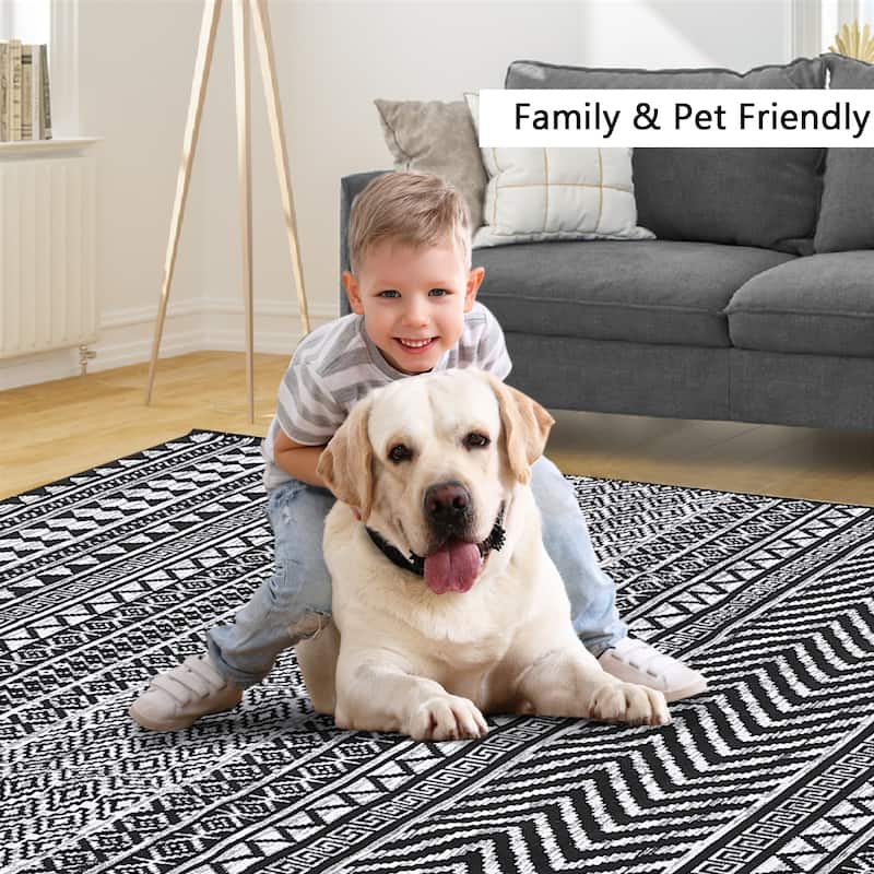 Garvee Moroccan Geometric Machine Washable Area Rug