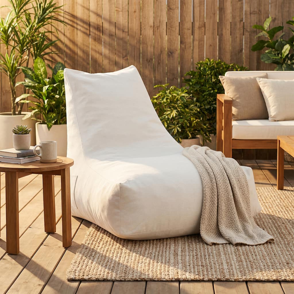 Christopher Knight Home - Lila Outdoor Patio Ergonomic Upholstered Bean Bag Chair with Shredded Foam Filled & Removable Cover