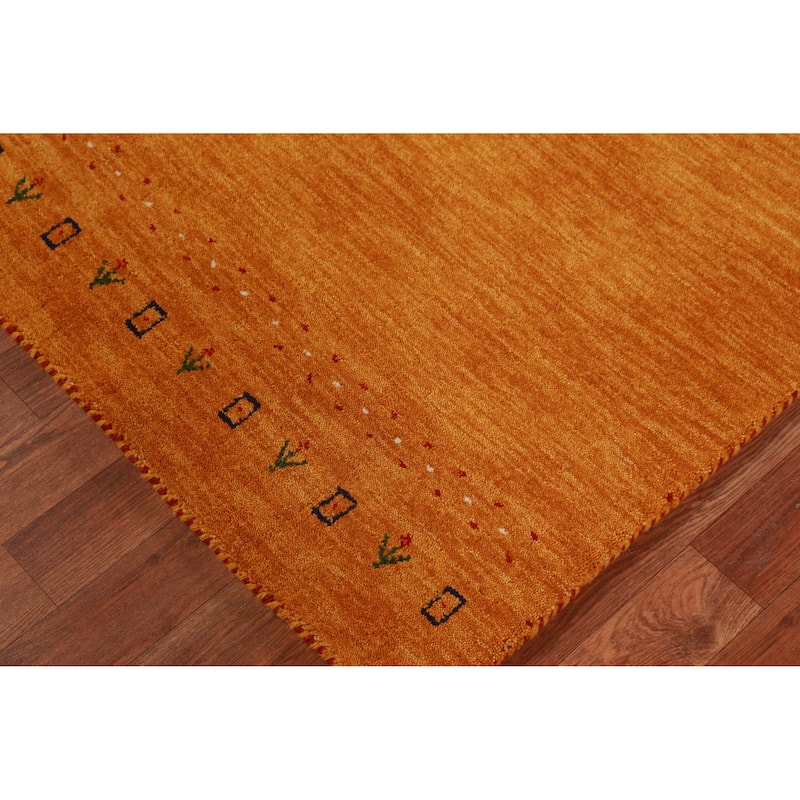 Hand Knotted Oriental 100% Wool Carpet Tribal Animal Pictorial Oranges & Rust Gabbeh Runner Rug - 9' 9'' X 2' 9''