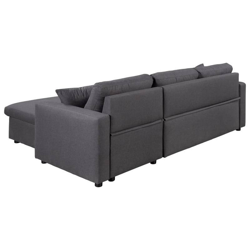 87.44" Upholstery Sectional Sofa Sleeper with Storage Space, 2 in 1 Pull-Out Sofa Bed