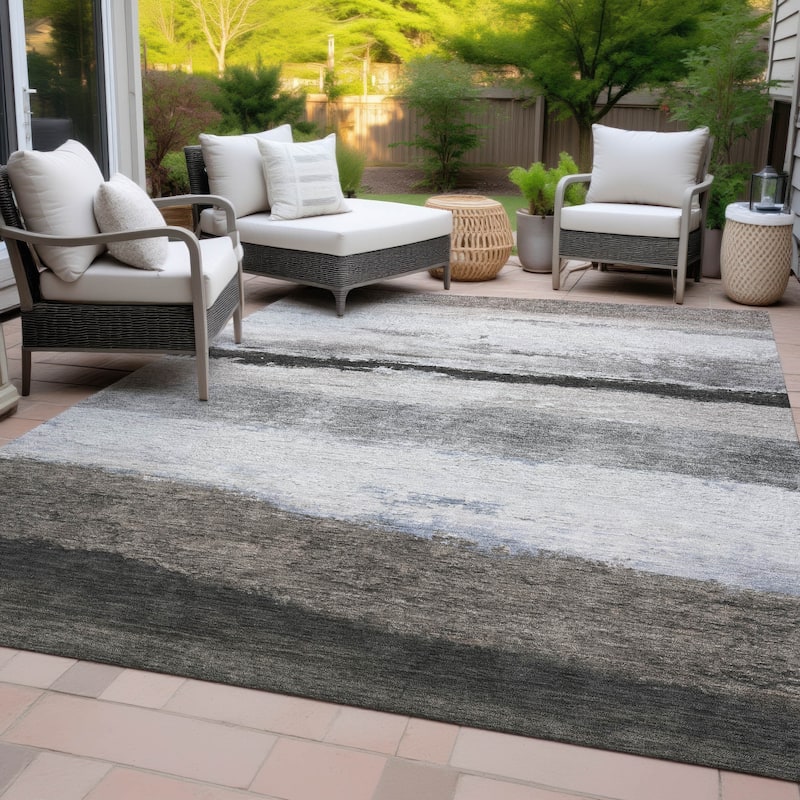 Machine Washable Indoor/Outdoor Watercolor Ombre Chantille Rug