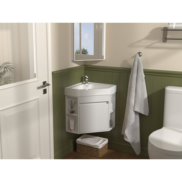 Neo-angle Corner Wall-Mount Bathroom Vanity, 18