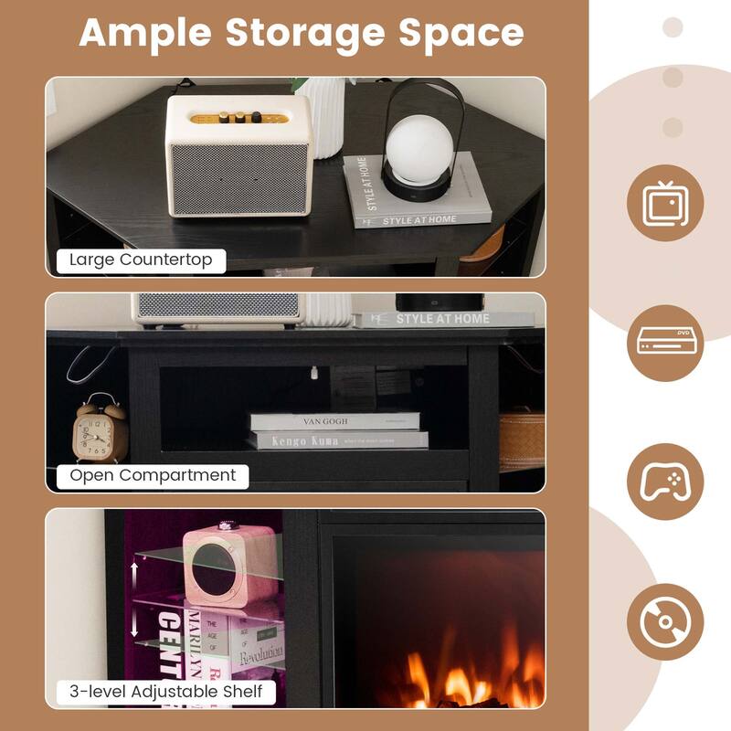Costway Fireplace TV Stand with Led Lights & 18'' Electric Fireplace - See Details