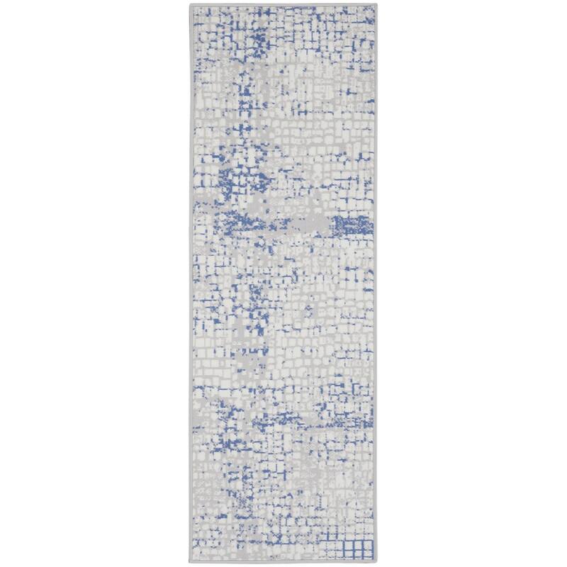 Basu Power Loomed Distressed Abstract Modern Non Skid Stain Resistant Area Rug By HomeRoots - 96' X '24' X '0.39
