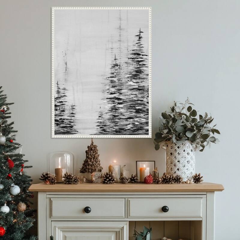 Woodsy II by Yvette St. Amant (23 x 30 in.), Framed Canvas Wall Art Print - Sylvie Beaded White