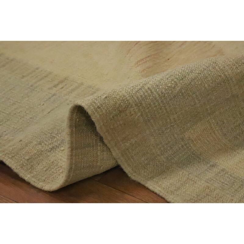 Hand Woven Oriental 100% Wool Carpet Southwestern Tribal Yellow & Gold Kilim Area Rug - 8' 1'' X 4' 11''