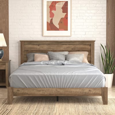 GALANO Harlowin Wood Frame Queen Platform Bed With Headboard