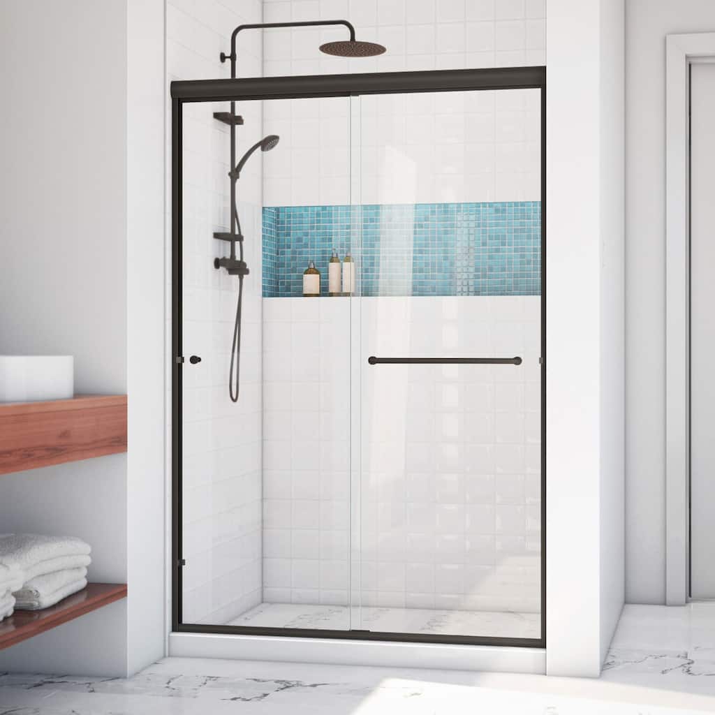 DreamLine Alliance Pro LT 44 - 48 in. W x 70 3/8 in. H Semi-Frameless Sliding Shower Door in Oil Rubbed Bronze and Clear Glass