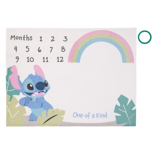 slide 2 of 4, Disney Stitch Photo Op Milestone Baby Blanket