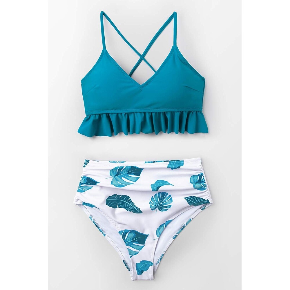 cupshe teal ruffle bikini