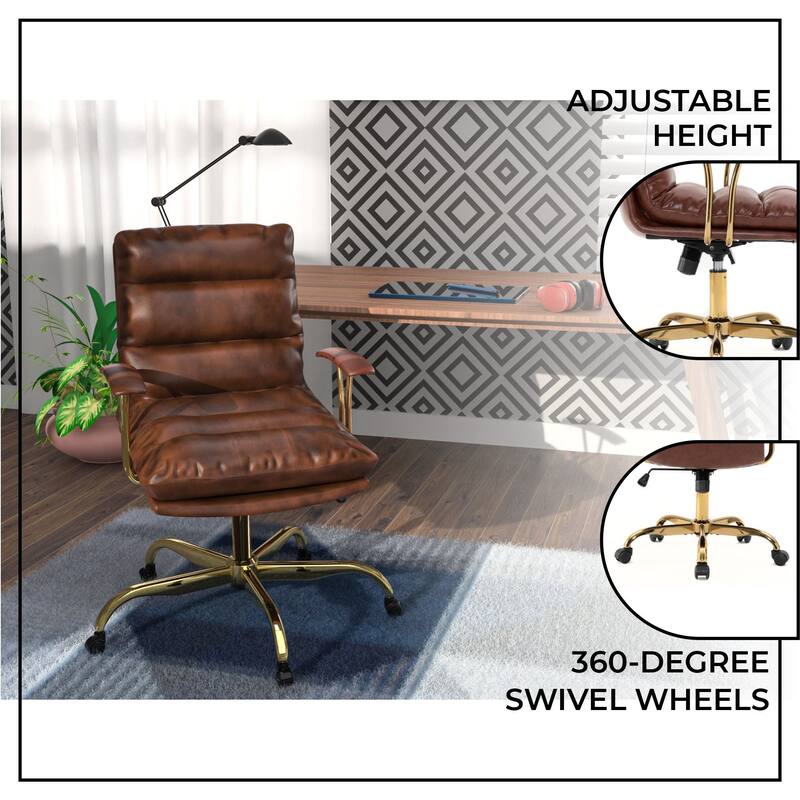 Regina Modern Executive Adjustable Office Chair Padded Leather with Tilt & 360° Swivel for Home Office Conference Work