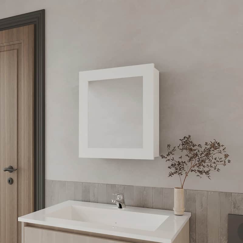 Sleek Black Wall-Mounted Medicine Cabinet with Mirror and Shelves for Bathroom Storage - 5.7X18.6 in - White + Particle Board