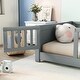 preview thumbnail 26 of 31, Twin Size Pine Wood Floor Platform Bed with Built-in Book Storage Rack, Door