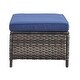 preview thumbnail 3 of 3, Outdoor Rattan Ottomans Wicker Ottomans with Blue Cushion (Set of 2)