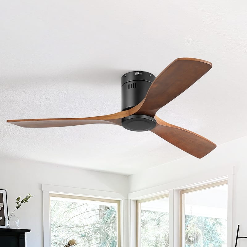 52 Inch Noiseless Flush Mount Ceiling Fan with Remote/Smart App Control,Dimmable Lights Optional,Reversible Motor