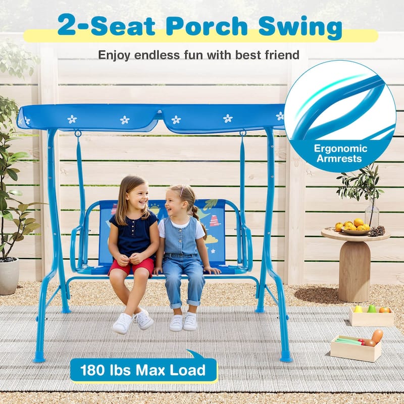 Costway 2-Seater Toddler Porch Swing Chair with Metal Stand Adjustable - See Details