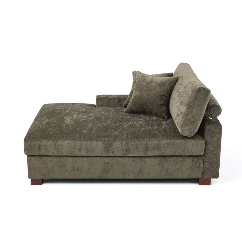40.8"W Modern Chenille Upholstered Chaise Lounge with Pillow