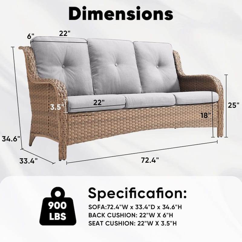 Outdoor Patio Sofa & All-Weather Rattan Sofa