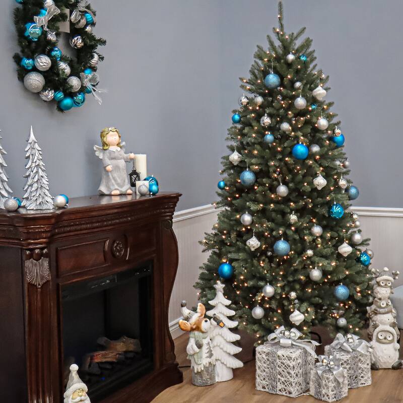 National Tree Company 7.5 ft. Dunhill Blue Fir Tree with Clear Lights - 7.5 Foot