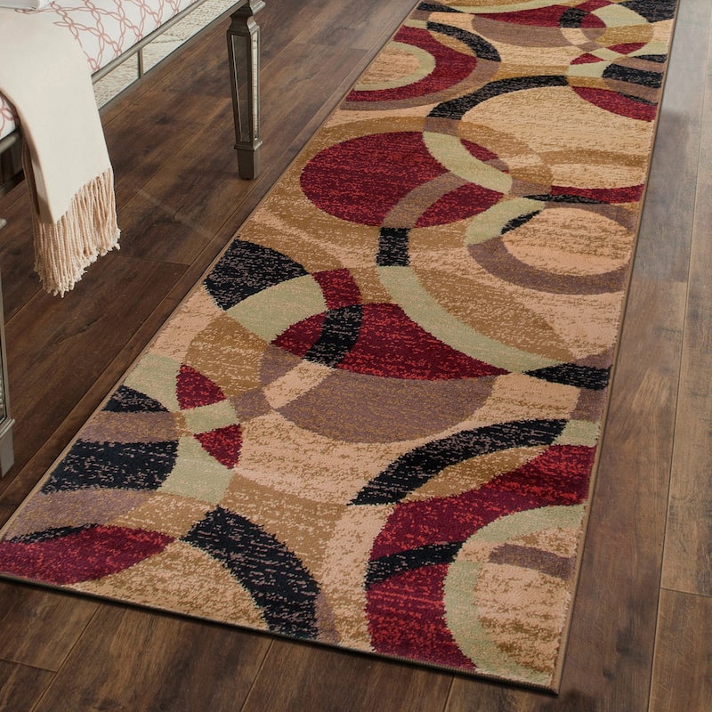 World Rug Gallery Geometric Circles Area Rug - 2' x 7'2" Runner - Multi