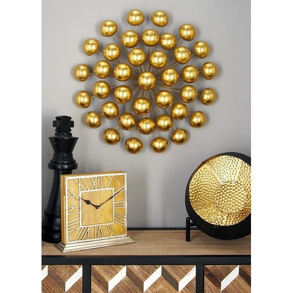 slide 17 of 17, Gold Metal Starburst Wall Decor with Orb Detailing Gold
