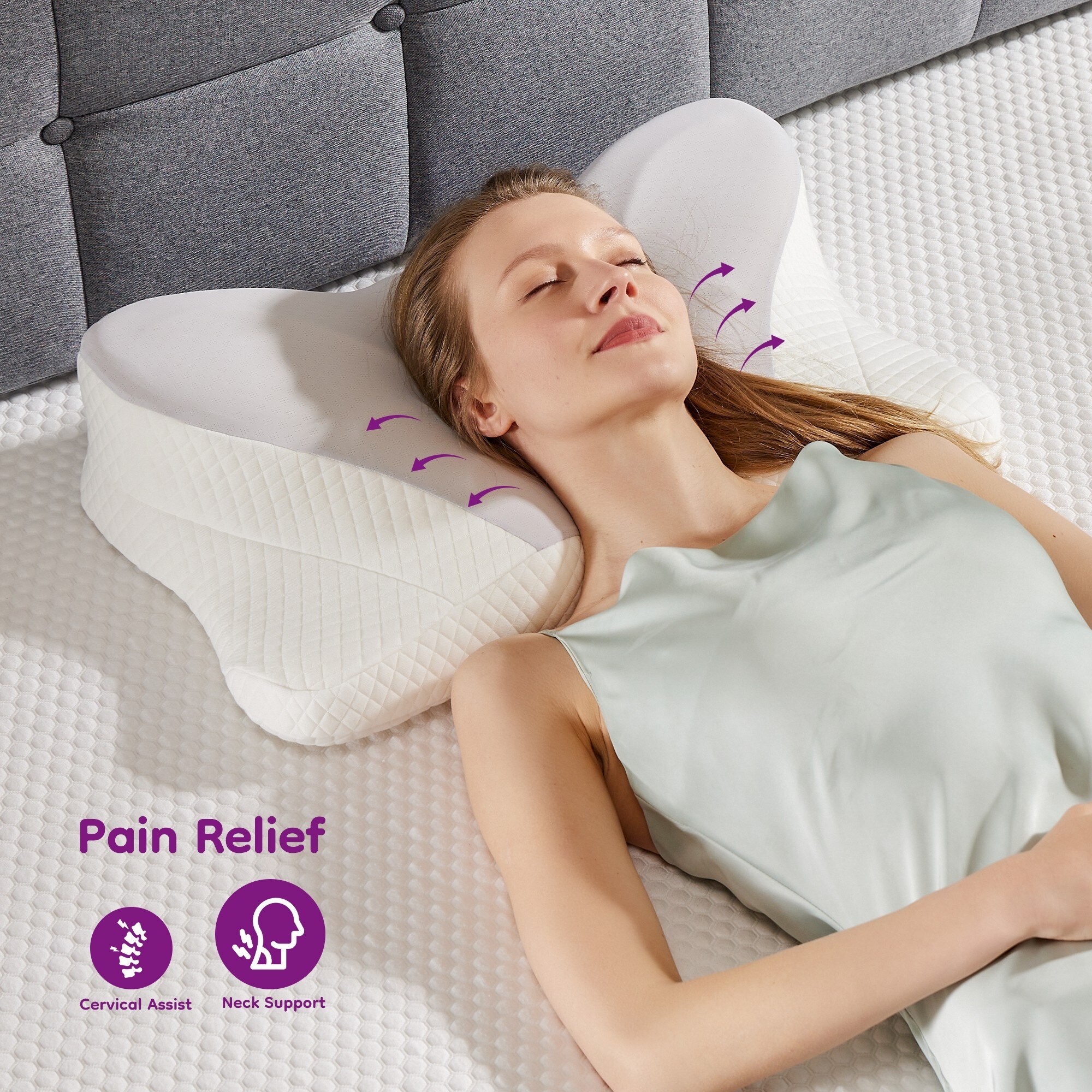 INTONE™ Pillow MyDepot Cervical Memory Foam Pillow for Side & Stomach Sleepers
