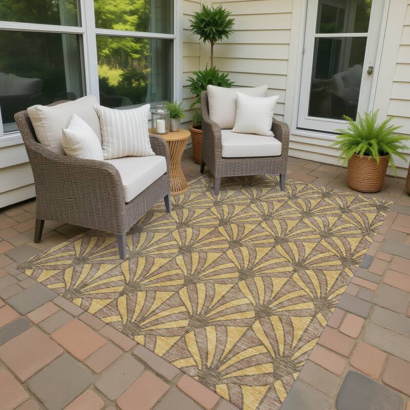 Machine Washable Indoor/ Outdoor Casual Kim Chantille Rug - Gold - 2'6" x 3'10"