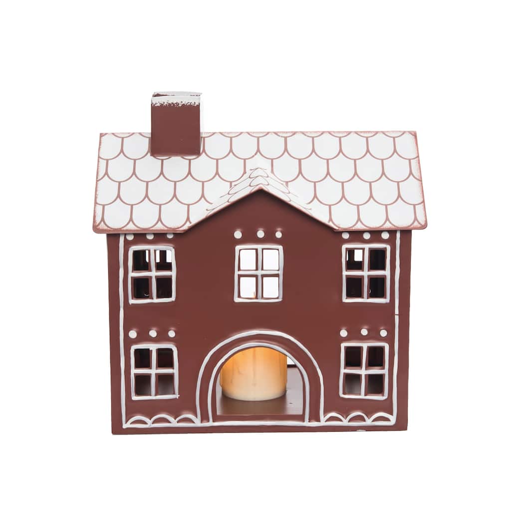 Transpac Metal 9.25 in. Multicolor Christmas Gingerbread House