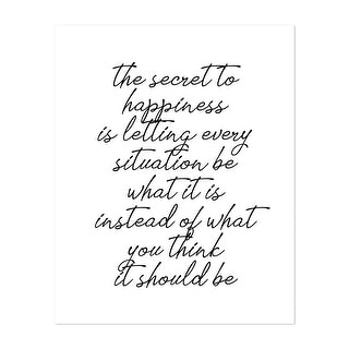 Typography Black White Happiness Inspirational Art Print/Poster - Bed ...