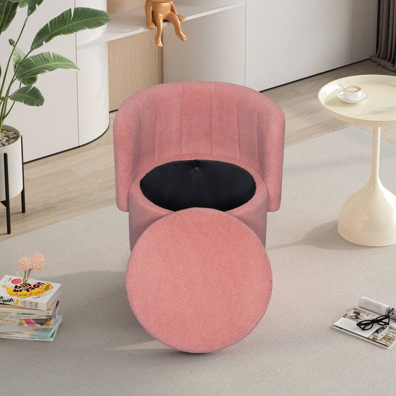 Boucle Fabric Swivel Accent Chair wStorage Space,for Living Room,Gray