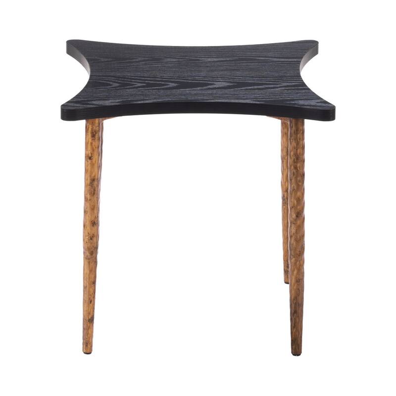 HomeRoots Set of Two Black and Bronze Wood and Steel Free Form Coffee And End Table - 41.00 in. x 18.10 in. x 23.00 in.