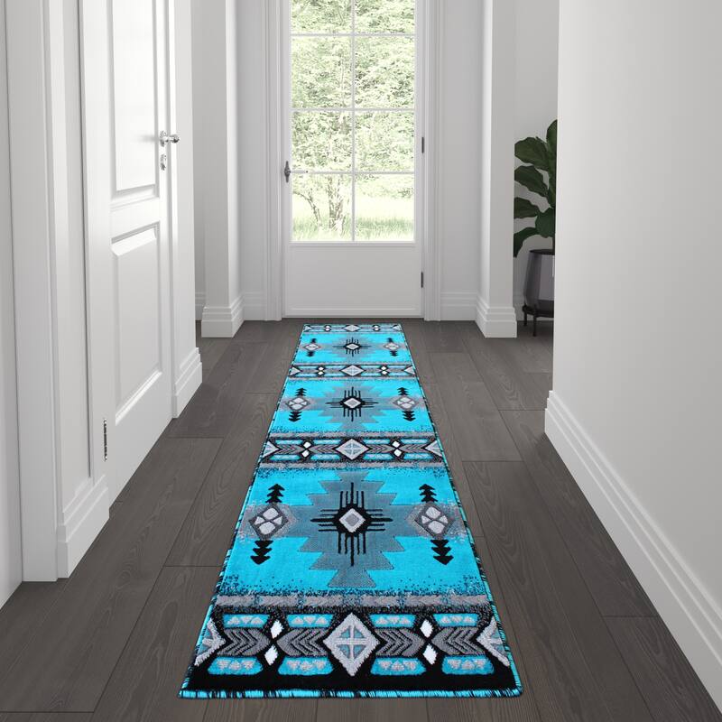 Traditional Southwestern Style Olefin Fiber Geometric Area Rug