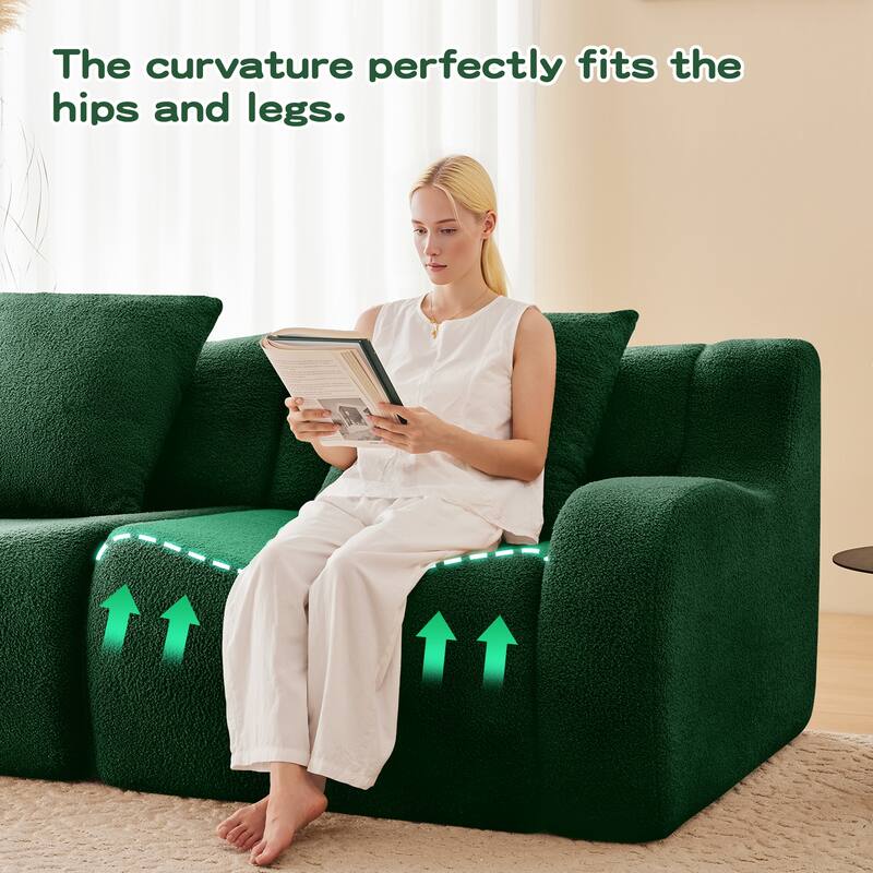 Anmytek Modern Plush U-Shaped Chaise Sofa - Soft Teddy Fabric