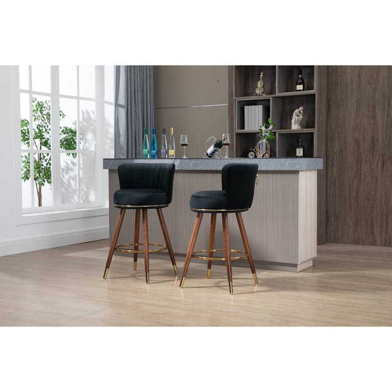 Counter Height Bar Stools Set of 2 for Kitchen Counter Solid Wood Legs