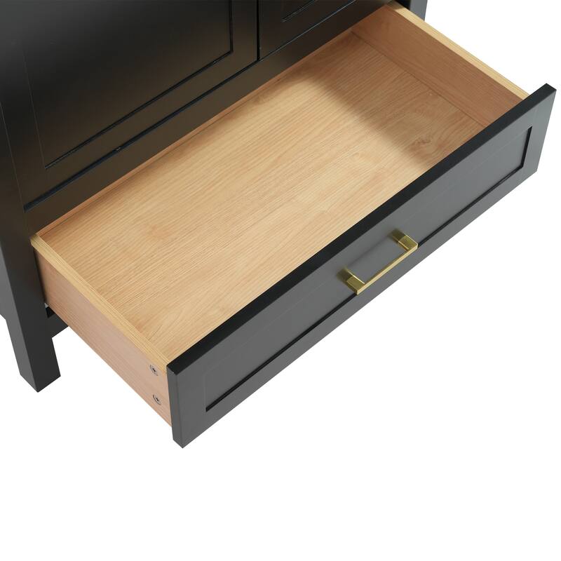 Multifunctional Storage Cabinet Bathroom Vanity with Removable Pull-out Tray, Door Storage Box and 3 Different Sizes Drawers
