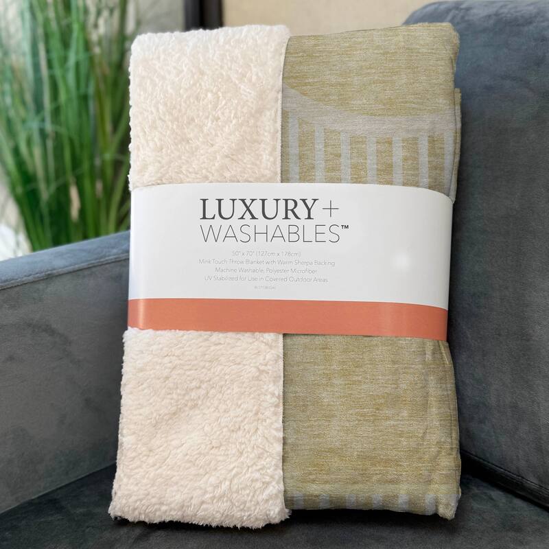 Premium Machine Washable Casual Contemporary Sherpa Throw Blanket