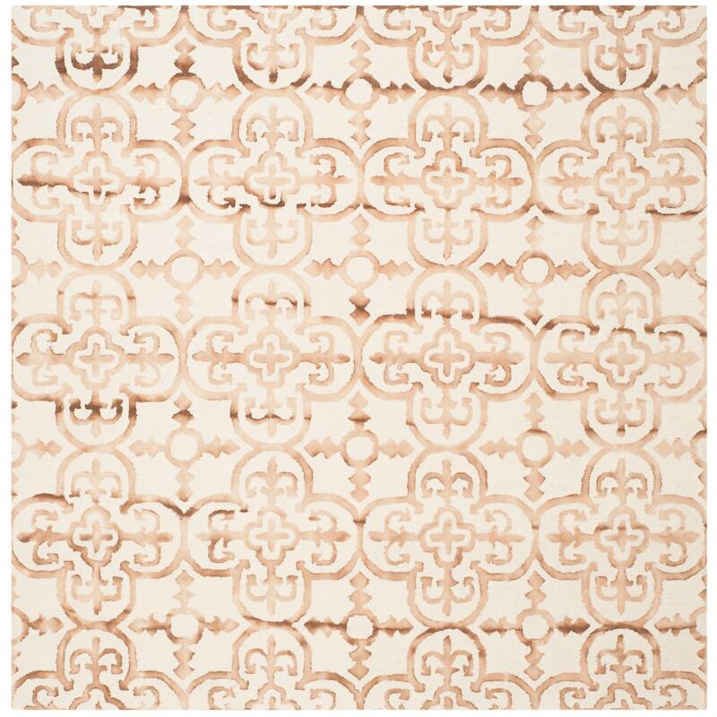 SAFAVIEH Handmade Dip Dye Reintraut Watercolor Vintage Boho Wool - 7' x 7' Square - Ivory/Camel - Square/Runner