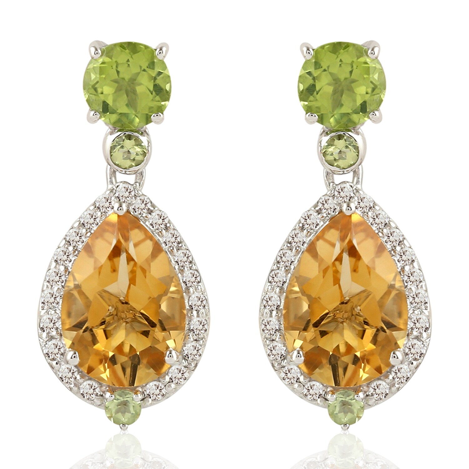 Citrine Amethyst Peridot Blue Topaz Faceted Rutilated Gemstone Natural Solid 925 Sterling Silver Earring Jewelry Drop Dangle Earring GTER-02