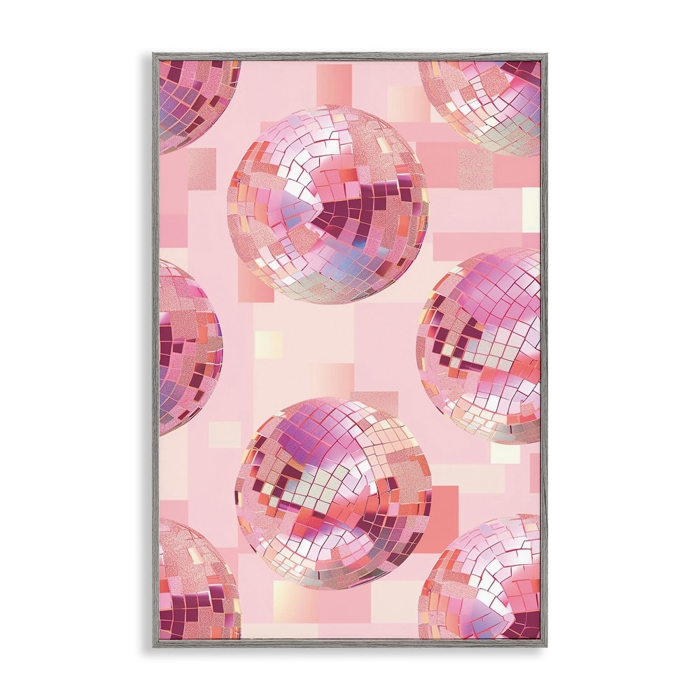 Stupell Feminine Pink Disco Balls Framed Giclee Art Design By LSR Design Studio