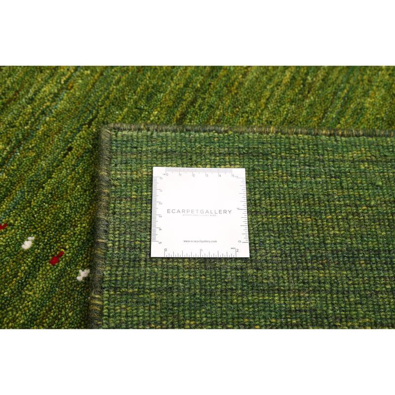 ECARPETGALLERY Hand Loomed Kashkuli Gabbeh Green Wool Rug - 5'1 x 7'11