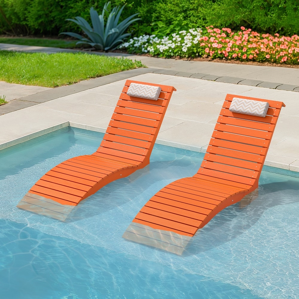 Outdoor Chaise Lounge Chair Set of 2, Patio Lounge Chairs for Outside, HDPE Lounge Chair - 59.8"L x 22"W x 34.8"H