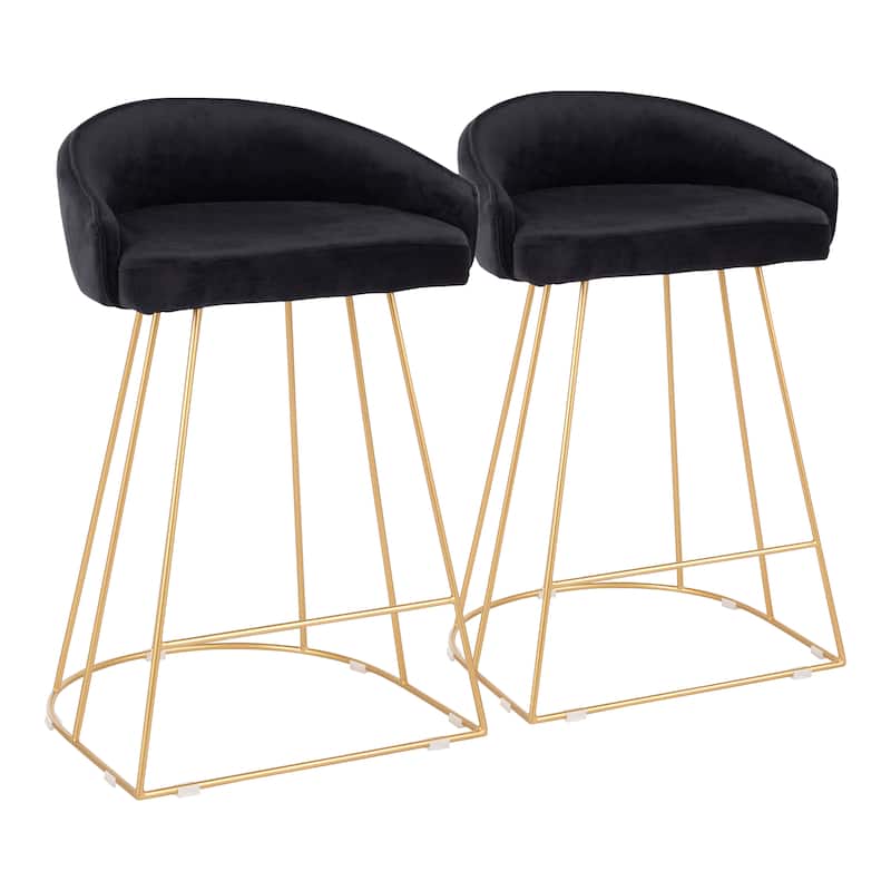 Silver Orchid Haid Velvet Upholstered Counter Stool (Set of 2)