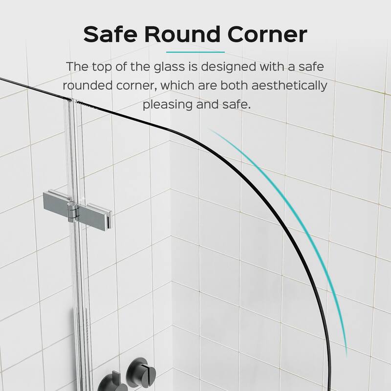 34" W x 58" H Frameless Folding Pivot Bathtub Door