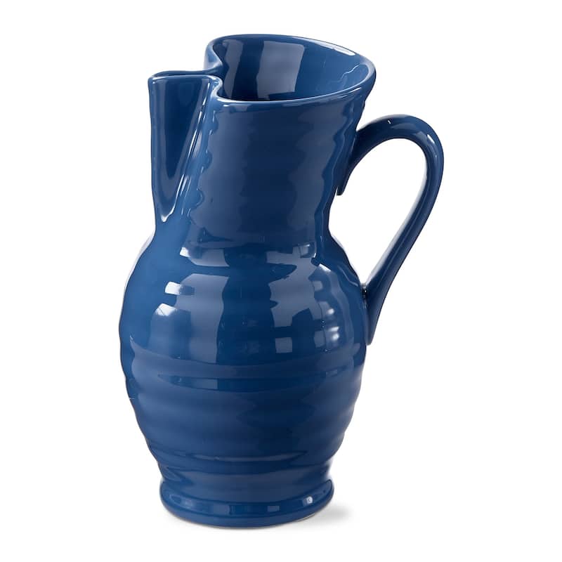 Garden Novelty Shaped Blue Glazed Stoneware Pitcher, 64 oz.