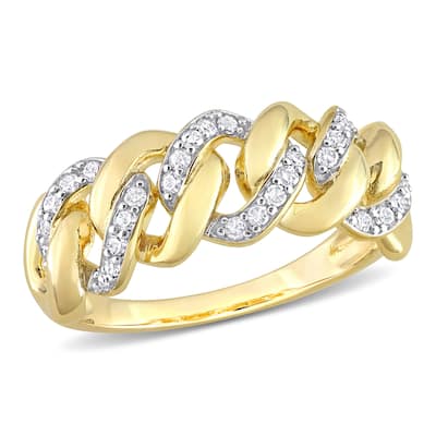 Miadora 1/4ct TDW Diamond Interlocking Link Ring in Yellow Silver