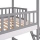 preview thumbnail 9 of 7, Twin Over Twin Wooden Bunk Bed with Roof, Window & Ladder - Includes Hardware