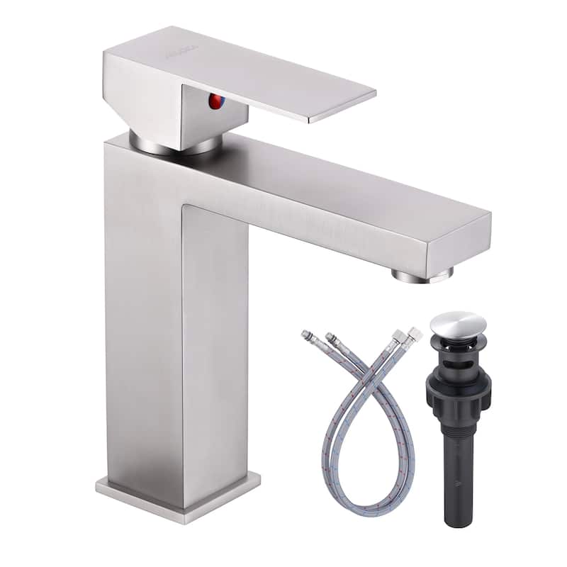 WOWOW 1.2 GPM Single Handle Bathroom Sink Faucet - Brushed Nickel