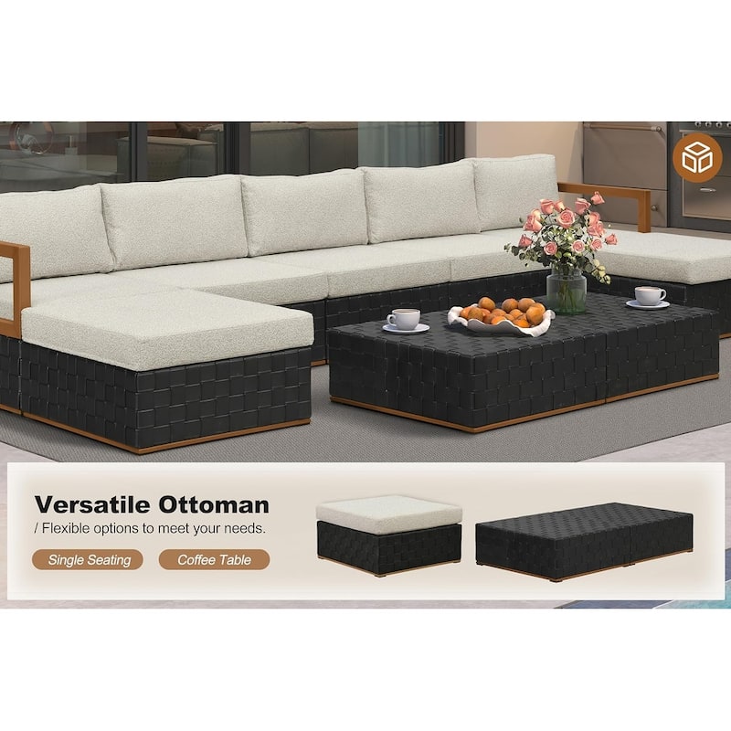 PURPLE LEAF GLFSF Black sofa with white seat Outdoor Couch for Yard Porch Deck Patio Conversation Sets