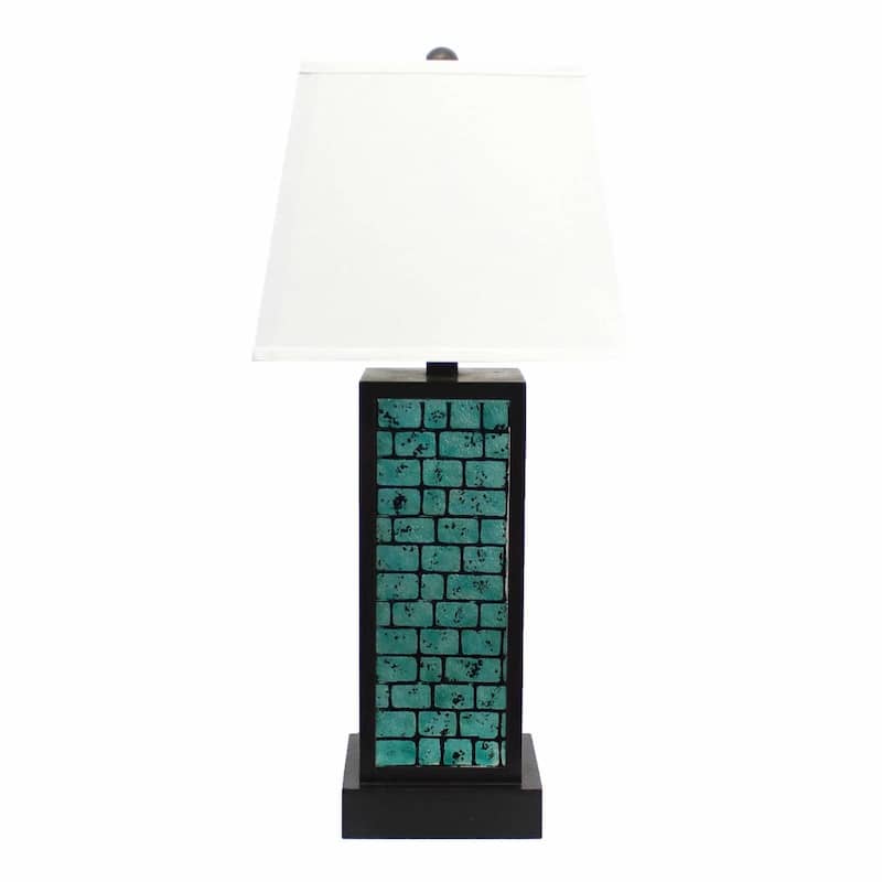 Metal Bedside Table Lamp with White Empire Linen Shade - 15” x 13” x 30.75”